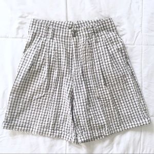 80s Gingham Gray High Waisted Mom Shorts Wide